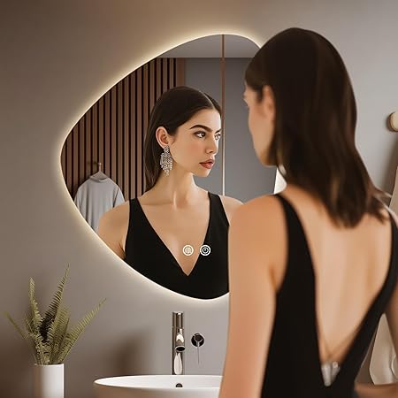 Irregular LED Bathroom Mirror 19×24" — Anti-Fog, Dimmable 3-Color