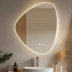 Irregular LED Bathroom Mirror 19×24" — Anti-Fog, Dimmable 3-Color