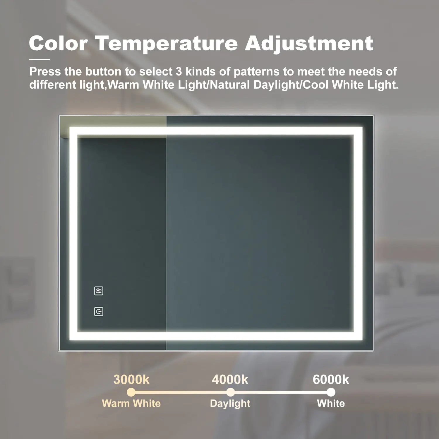 LED Bathroom Mirror 32×24 — Anti-Fog, Dimmable, CRI 95, IP54