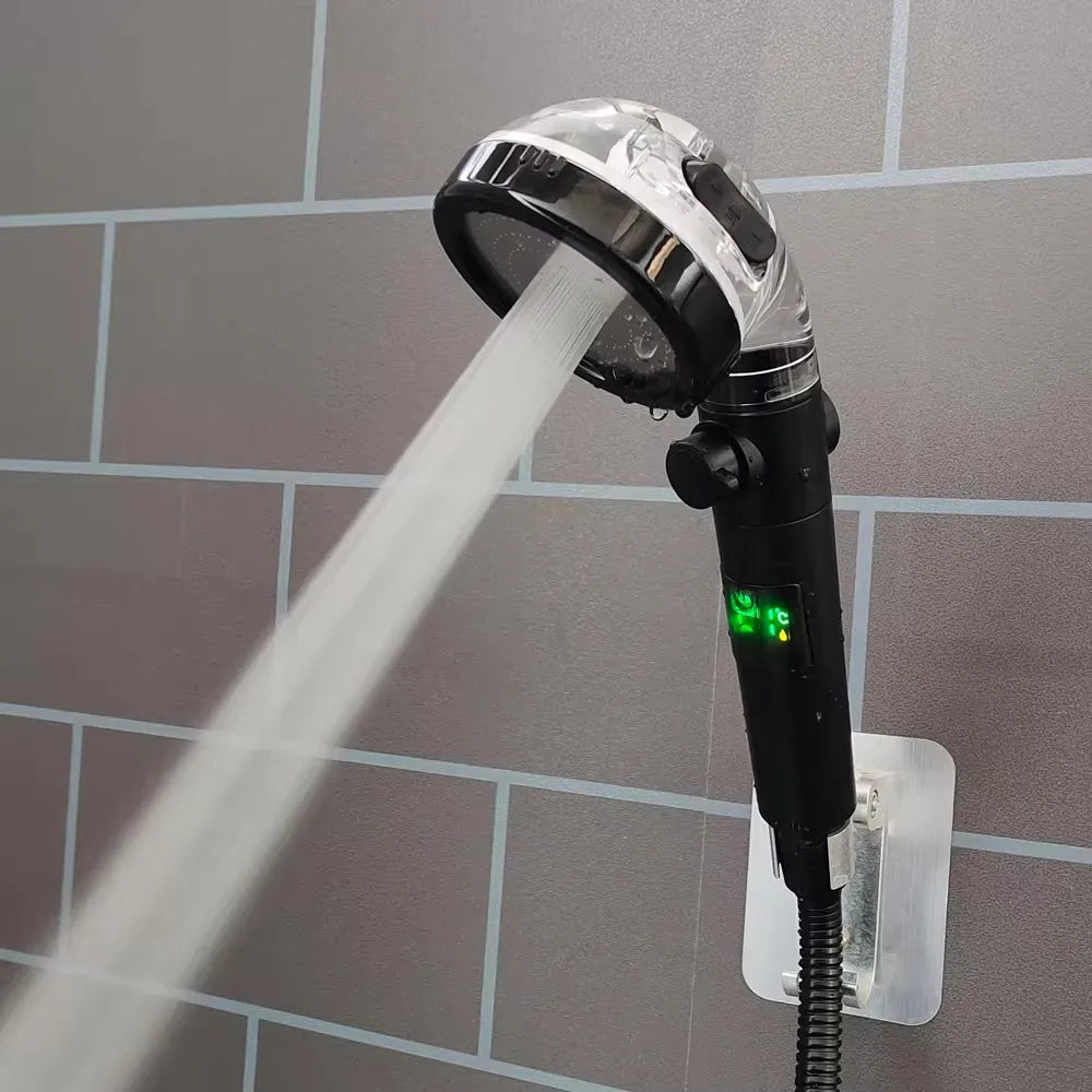 LED Temperature Display Shower Head — 3 Modes, High-Pressure, Water-Saving (G1/2”)
