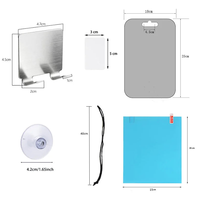Fogless Shower Shaving Mirror — 8″ Acrylic, No-Drill