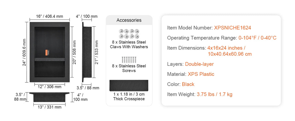 SucceBuy Shower Niche Ready for Tile Shelf Organizer  Corners Niche Recessed Sealed Protection  Soap Storage for Shower Bathroom