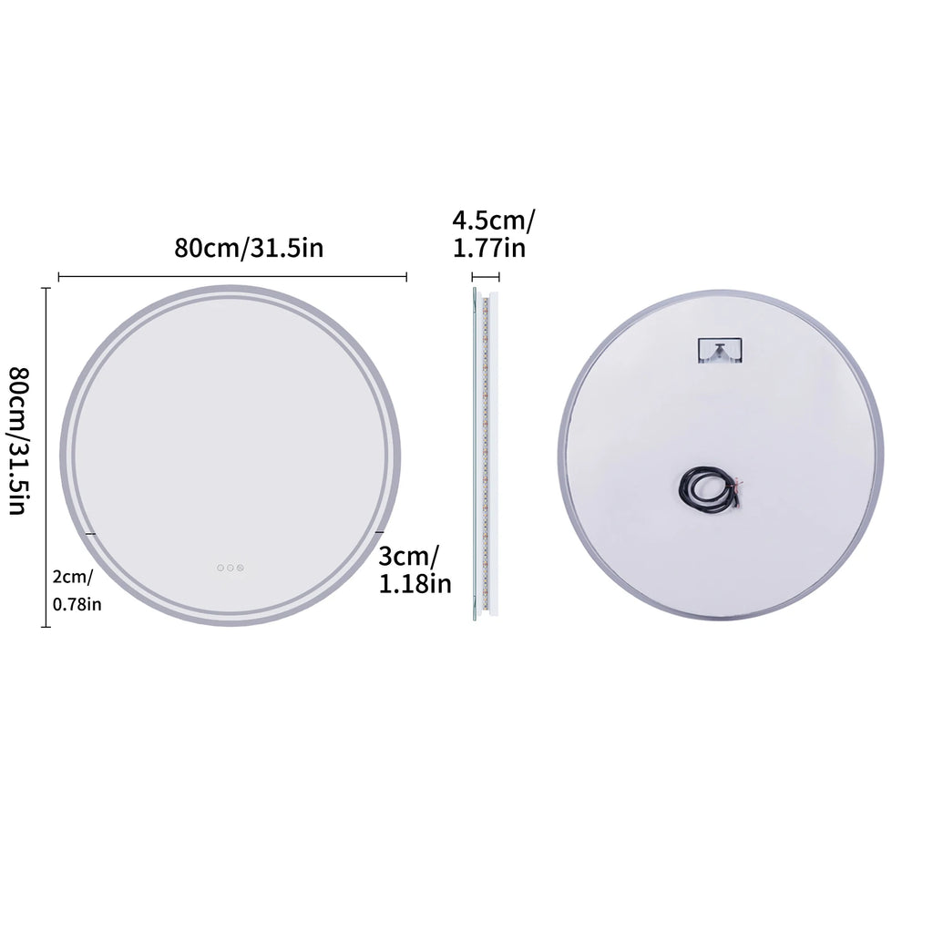 Round LED Bathroom Mirror 24″ — Anti-Fog, Dimmable Halo
