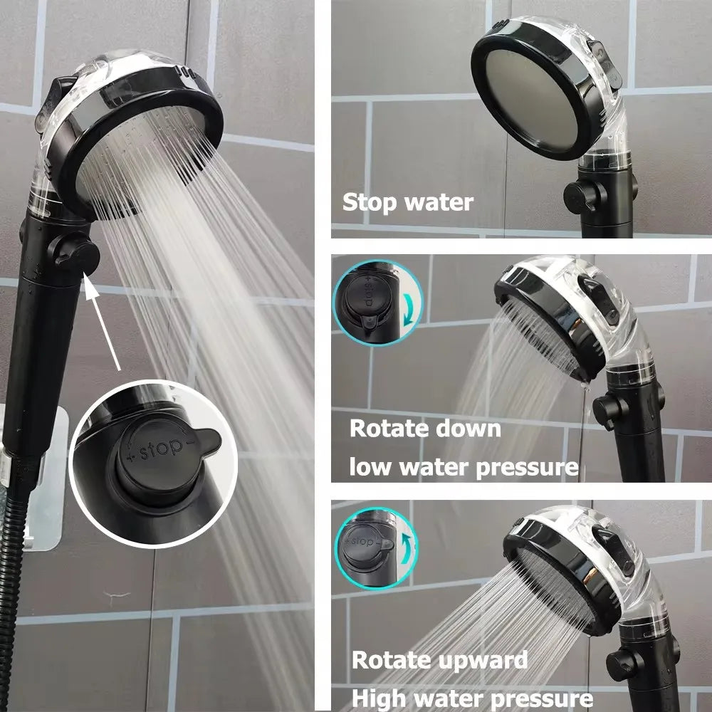 LED Temperature Display Shower Head — 3 Modes, High-Pressure, Water-Saving (G1/2”)