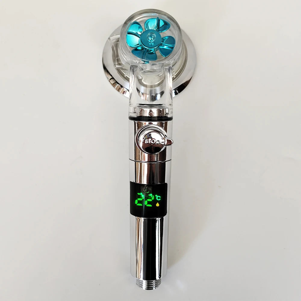 LED Temperature Display Shower Head — 3 Modes, High-Pressure, Water-Saving (G1/2”)