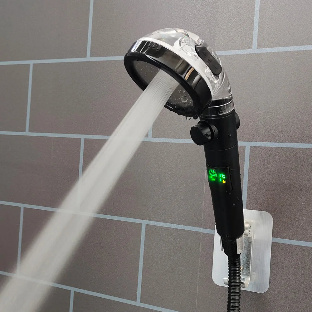 LED Temperature Display Shower Head — 3 Modes, High-Pressure, Water-Saving (G1/2”)