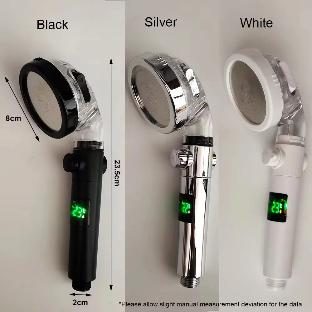 LED Temperature Display Shower Head — 3 Modes, High-Pressure, Water-Saving (G1/2”)