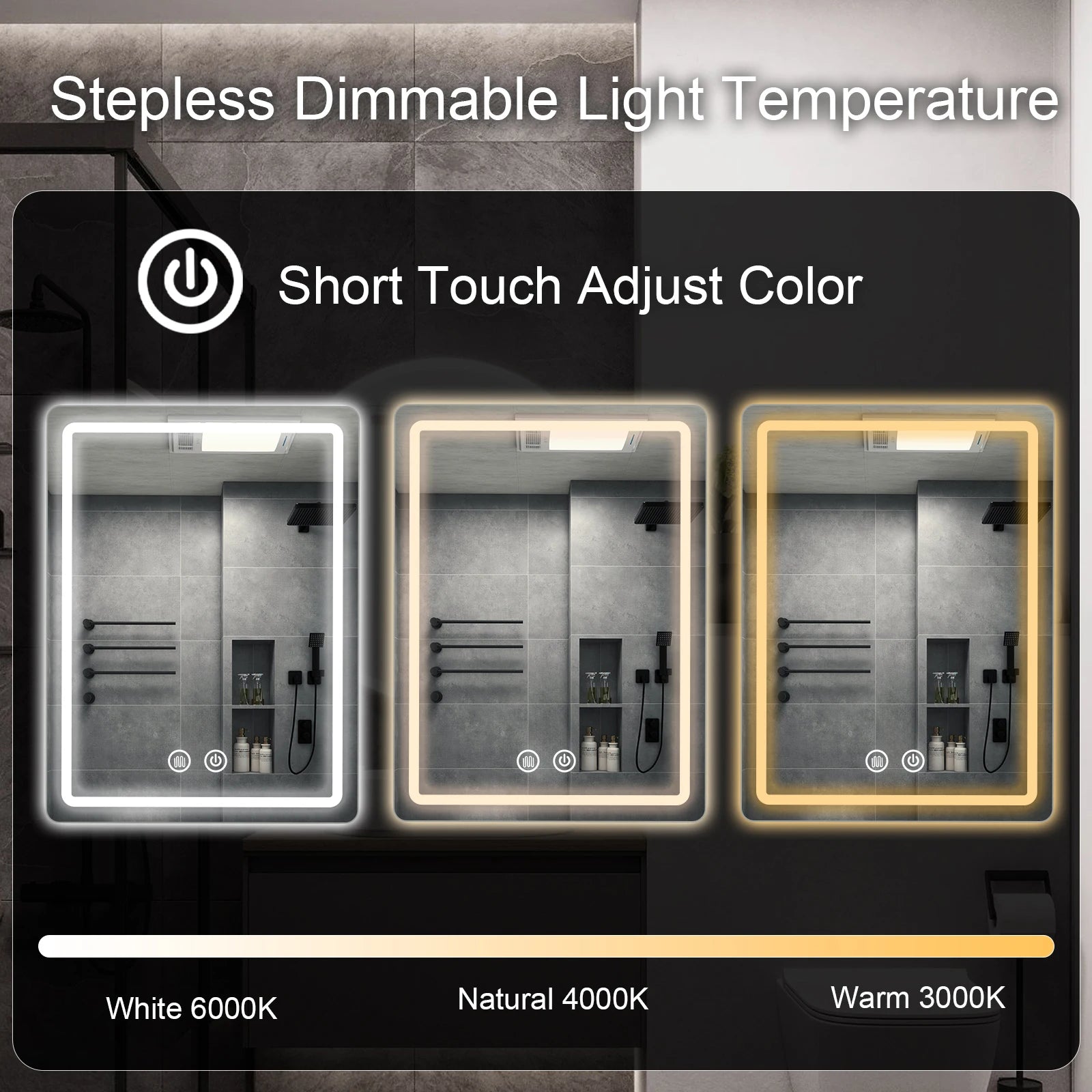 LED Bathroom Mirror — 50×70cm (20×28")