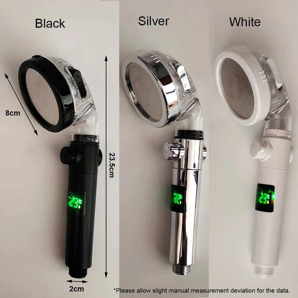 LED Temperature Display Shower Head — 3 Modes, High-Pressure, Water-Saving (G1/2”)