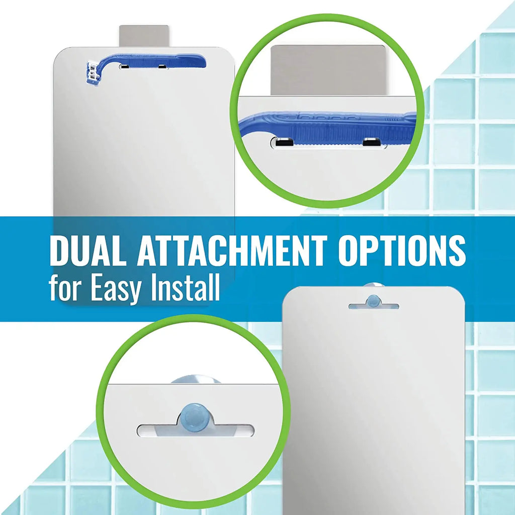 Fogless Shower Shaving Mirror — 8″ Acrylic, No-Drill