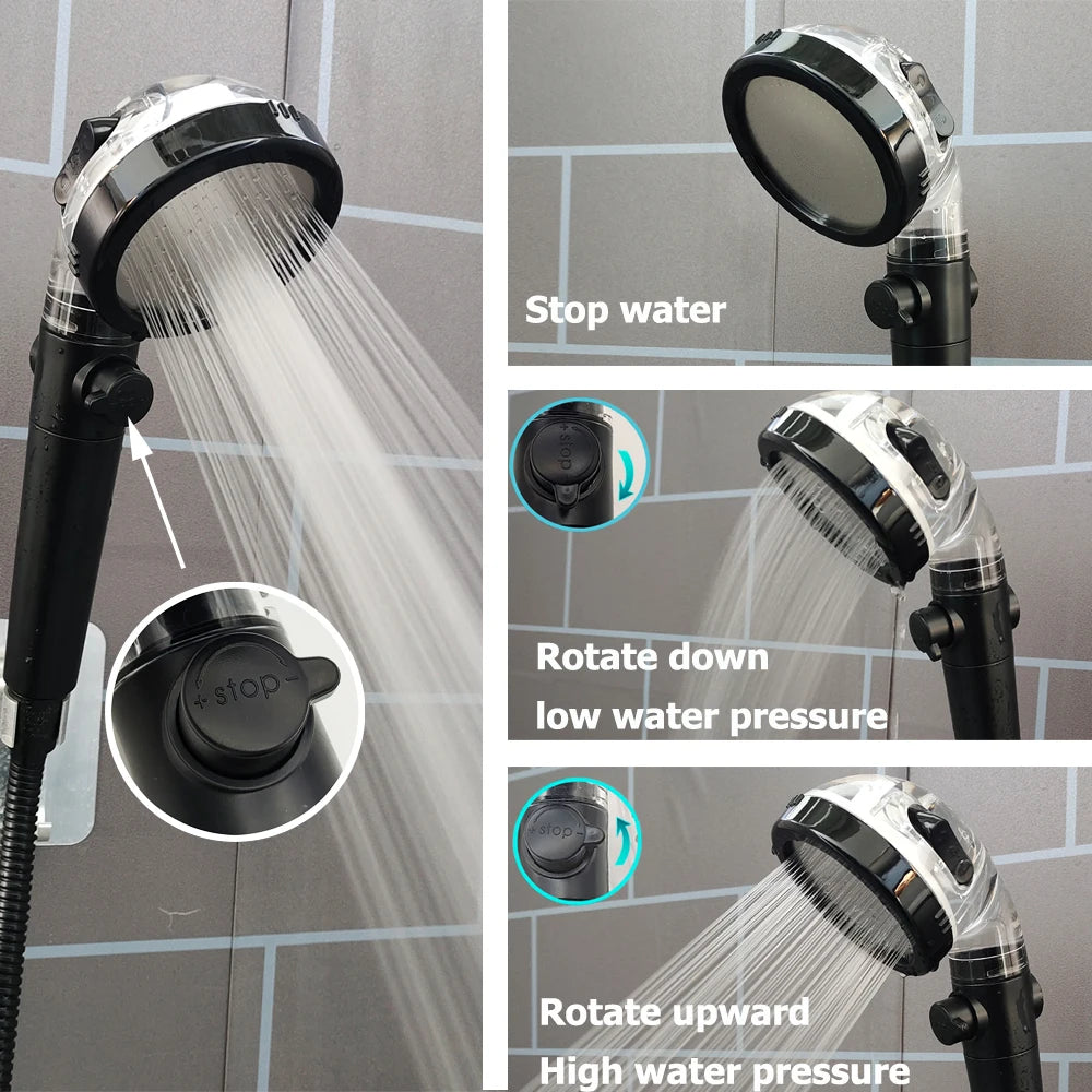 LED Temperature Display Shower Head — 3 Modes, High-Pressure, Water-Saving (G1/2”)