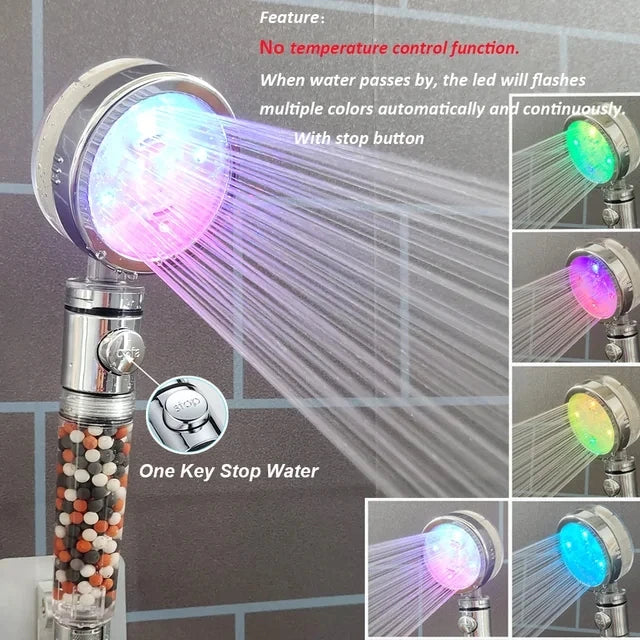 LED Color-Changing Shower Head — 3/7 Colors, High-Pressure, Water-Saving (G1/2)