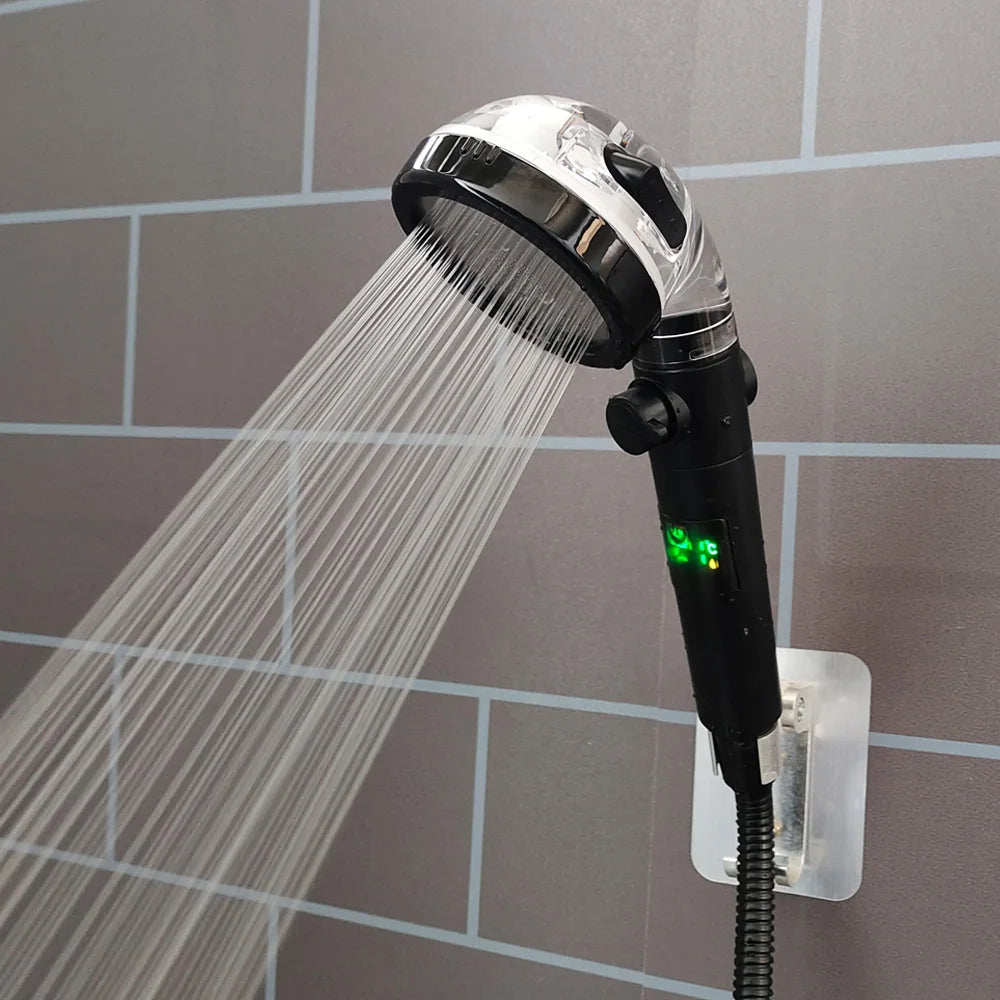 LED Temperature Display Shower Head — 3 Modes, High-Pressure, Water-Saving (G1/2”)