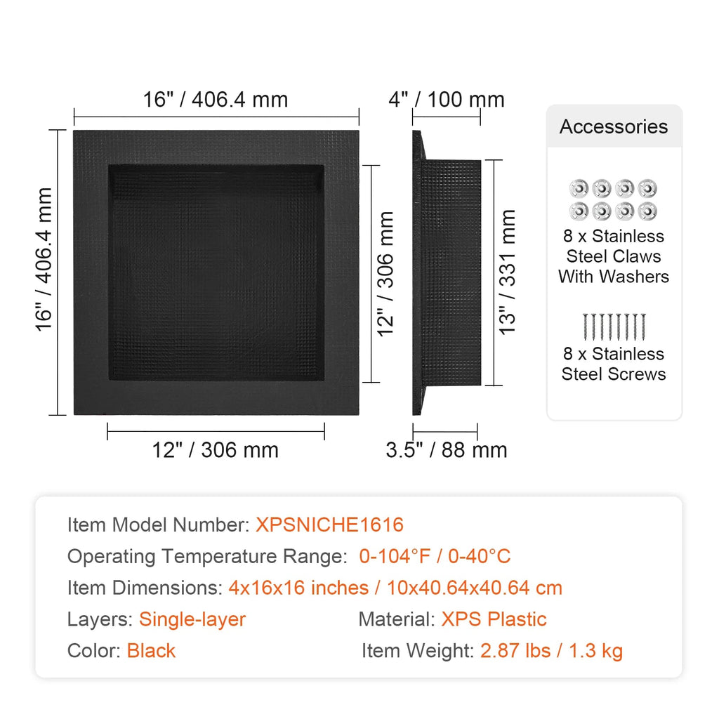 SucceBuy Shower Niche Ready for Tile Shelf Organizer  Corners Niche Recessed Sealed Protection  Soap Storage for Shower Bathroom