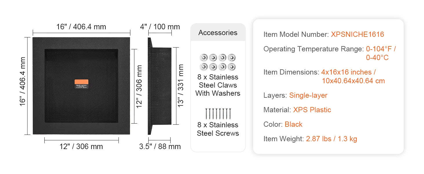 SucceBuy Shower Niche Ready for Tile Shelf Organizer  Corners Niche Recessed Sealed Protection  Soap Storage for Shower Bathroom