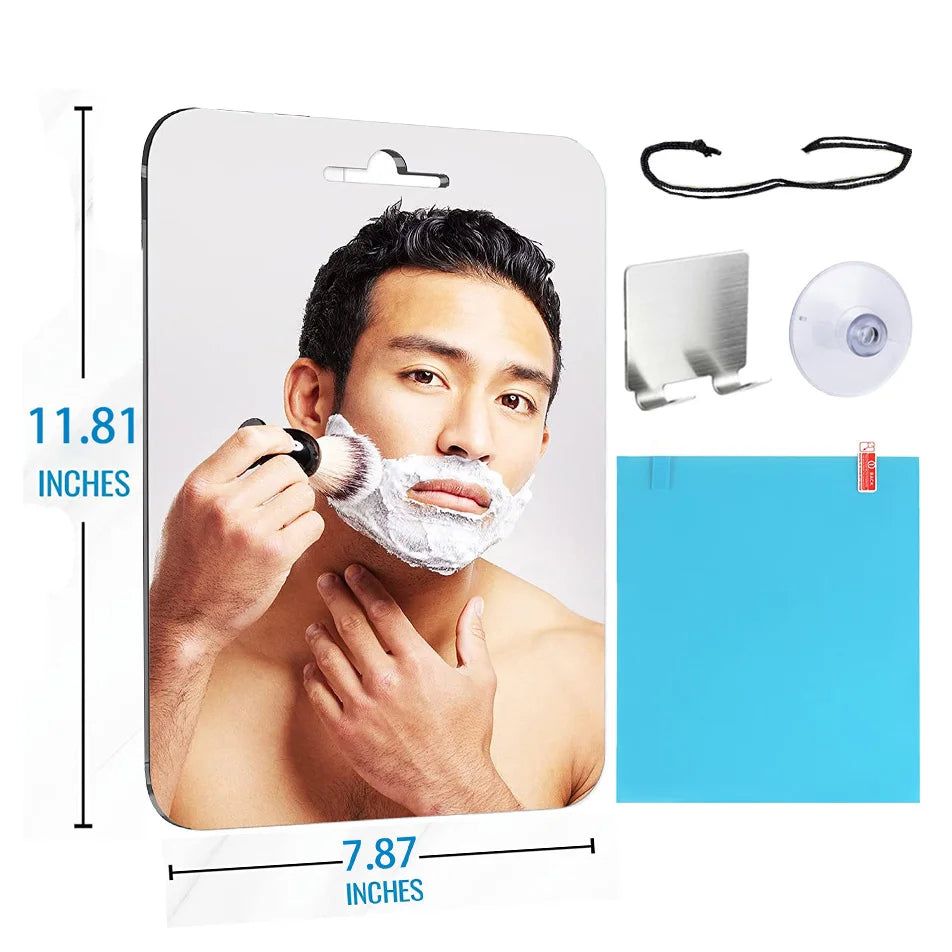 Fogless Shower Shaving Mirror — 8″ Acrylic, No-Drill