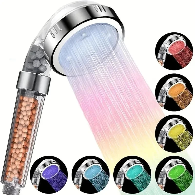 LED Color-Changing Shower Head — 3/7 Colors, High-Pressure, Water-Saving (G1/2)