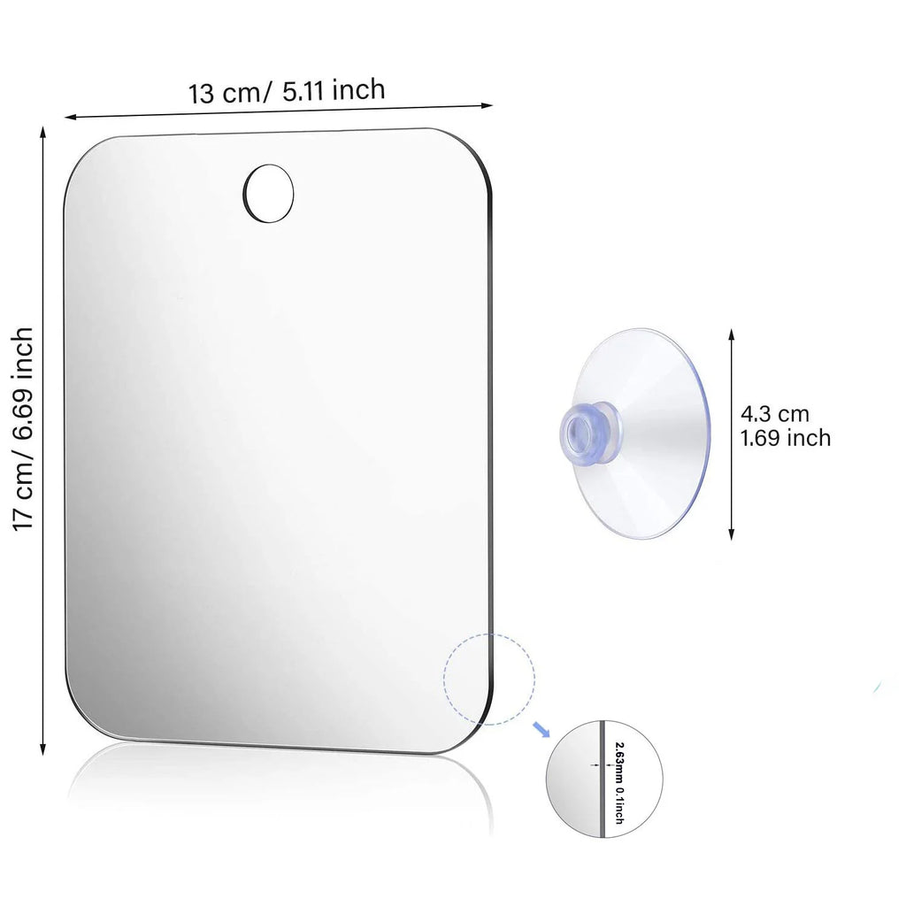 Fogless Shower Shaving Mirror — 8″ Acrylic, No-Drill