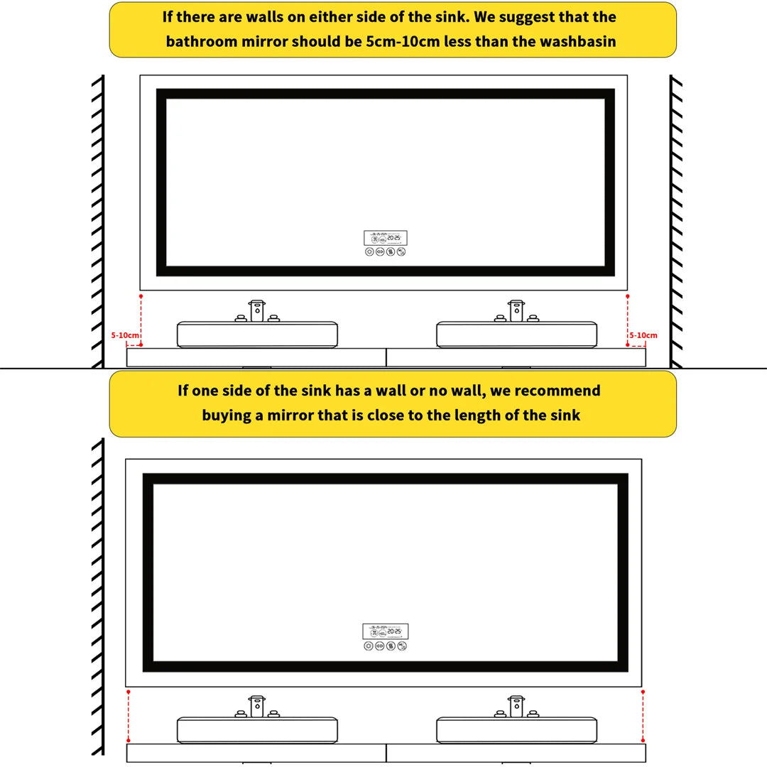 LUVODI Large Illuminated Bluetooth Bathroom Mirror Rectangle Anti-fog LED Bathroom Vanity Mirror with Bluetooth Speaker 3 Color