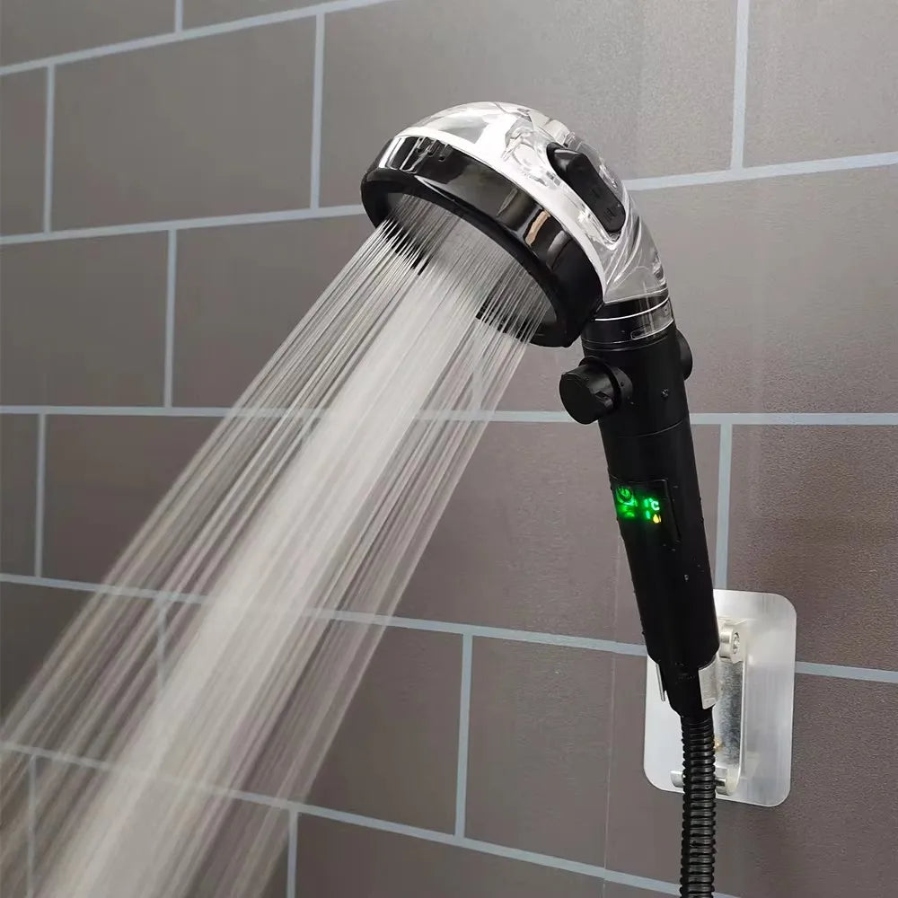 LED Temperature Display Shower Head — 3 Modes, High-Pressure, Water-Saving (G1/2”)