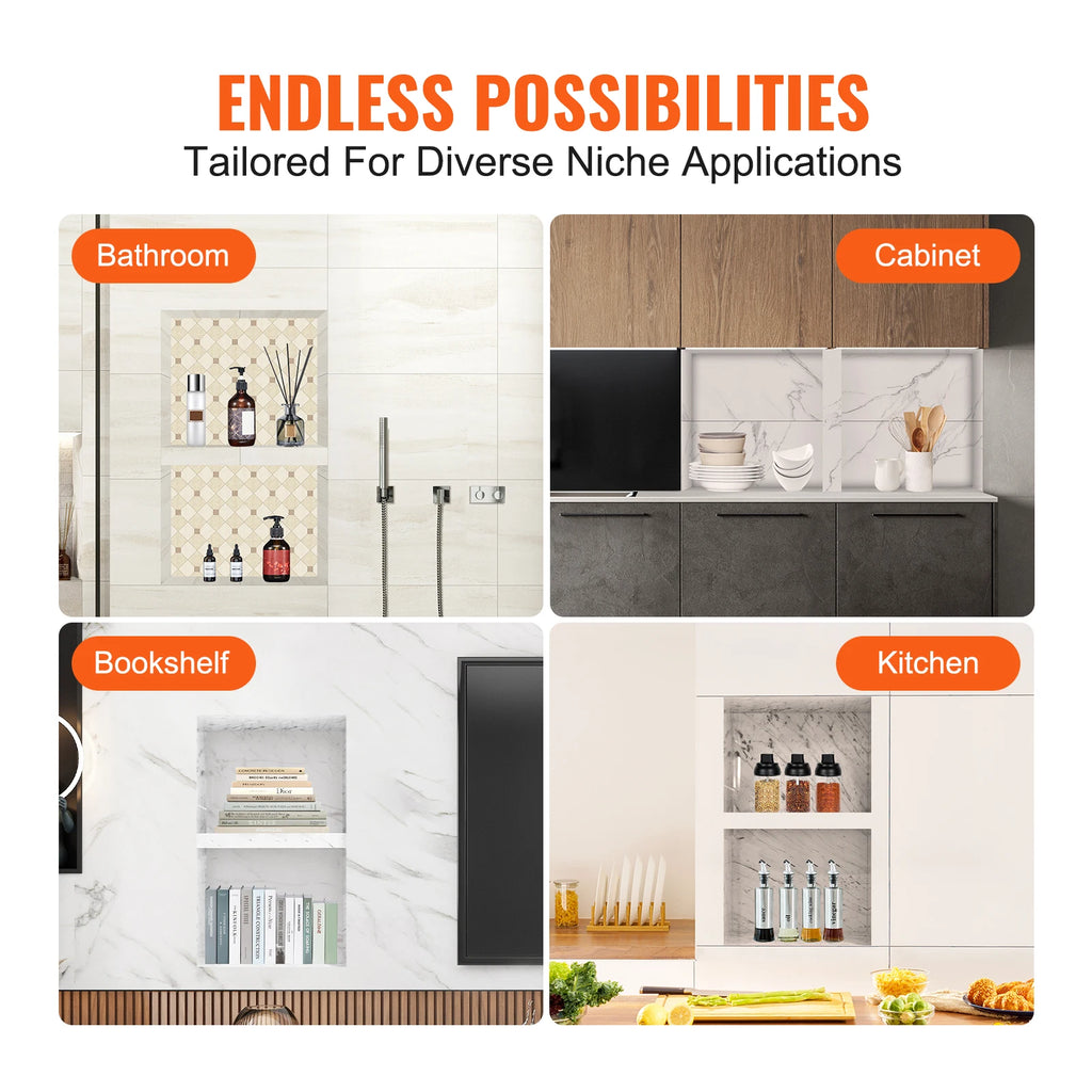 SucceBuy Shower Niche Ready for Tile Shelf Organizer  Corners Niche Recessed Sealed Protection  Soap Storage for Shower Bathroom