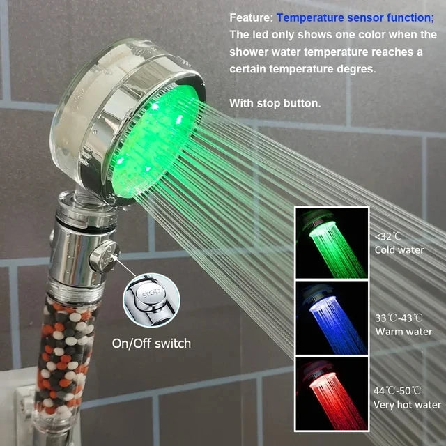 LED Color-Changing Shower Head — 3/7 Colors, High-Pressure, Water-Saving (G1/2)