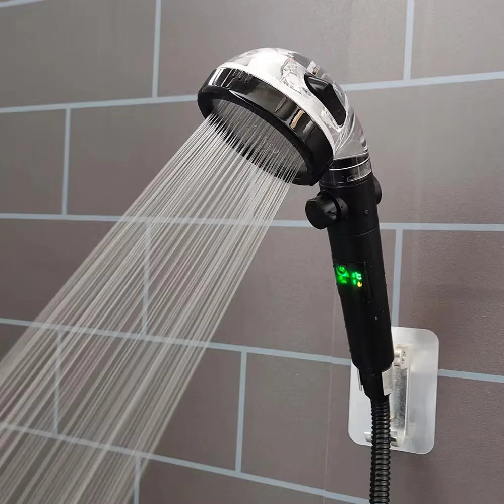 LED Temperature Display Shower Head — 3 Modes, High-Pressure, Water-Saving (G1/2”)