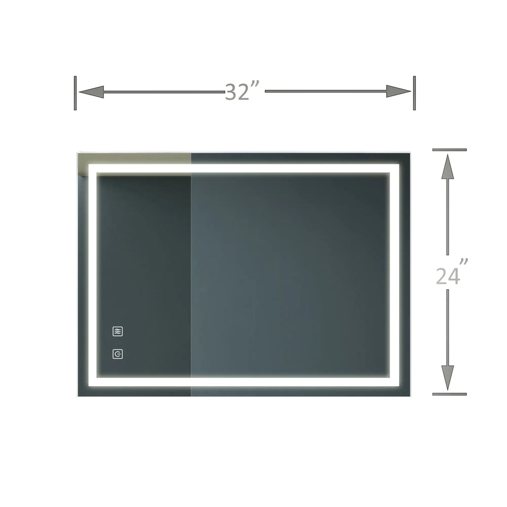 LED Bathroom Mirror 32×24 — Anti-Fog, Dimmable, CRI 95, IP54