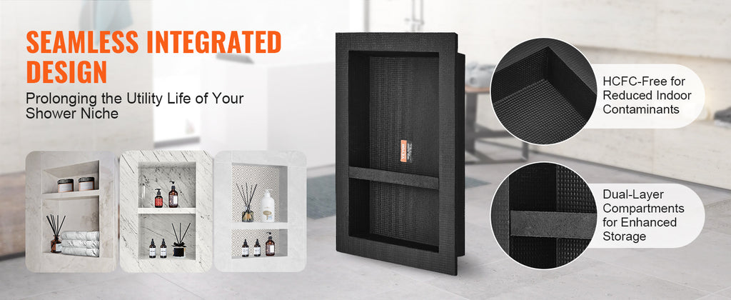 SucceBuy Shower Niche Ready for Tile Shelf Organizer  Corners Niche Recessed Sealed Protection  Soap Storage for Shower Bathroom