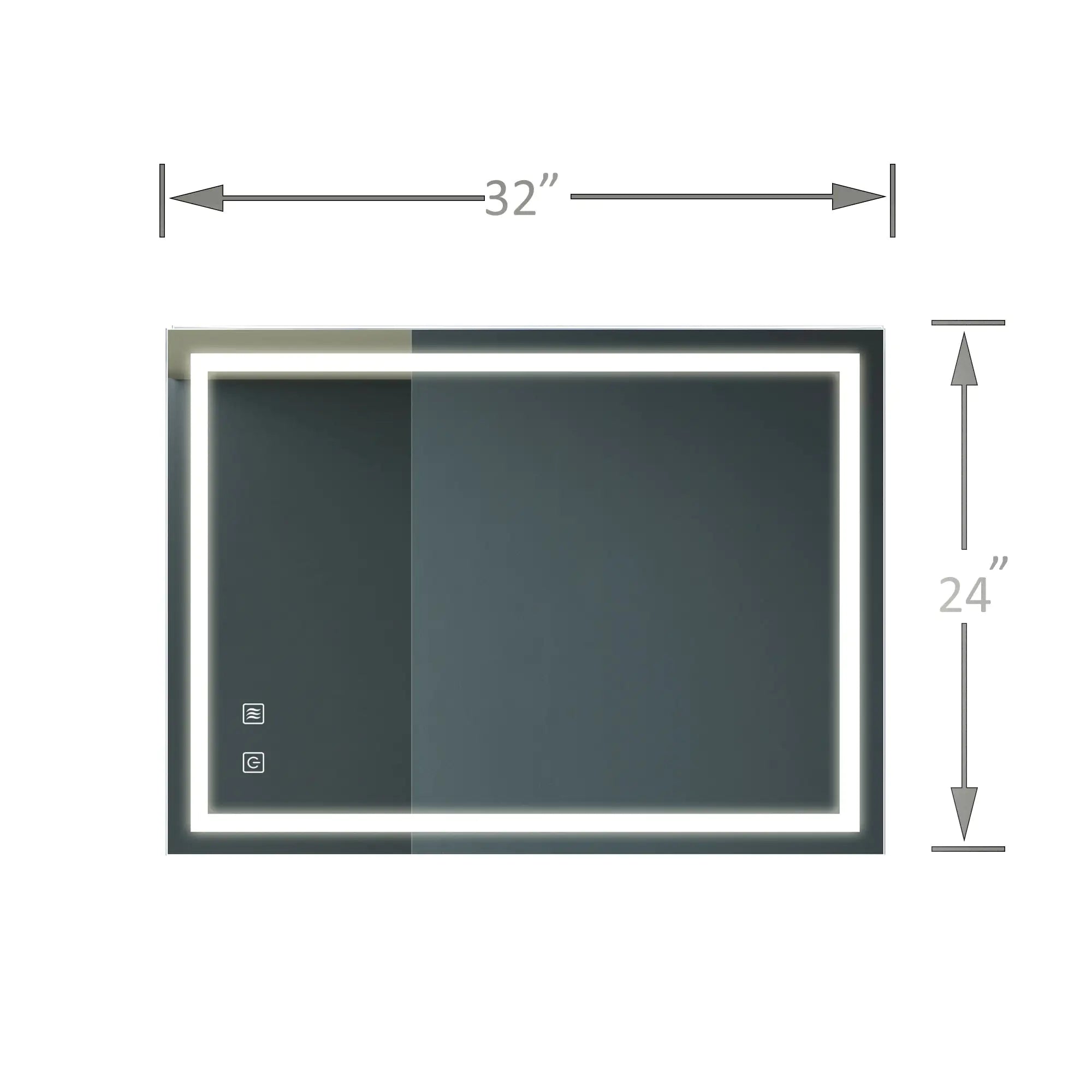 LED Bathroom Mirror 32×24 — Anti-Fog, Dimmable, CRI 95, IP54